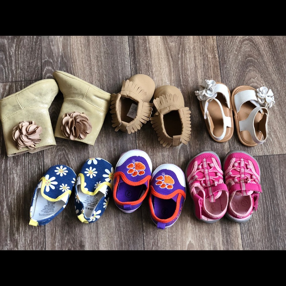 Lot of Baby Girls Shoes (0-3 months & one Size 3)